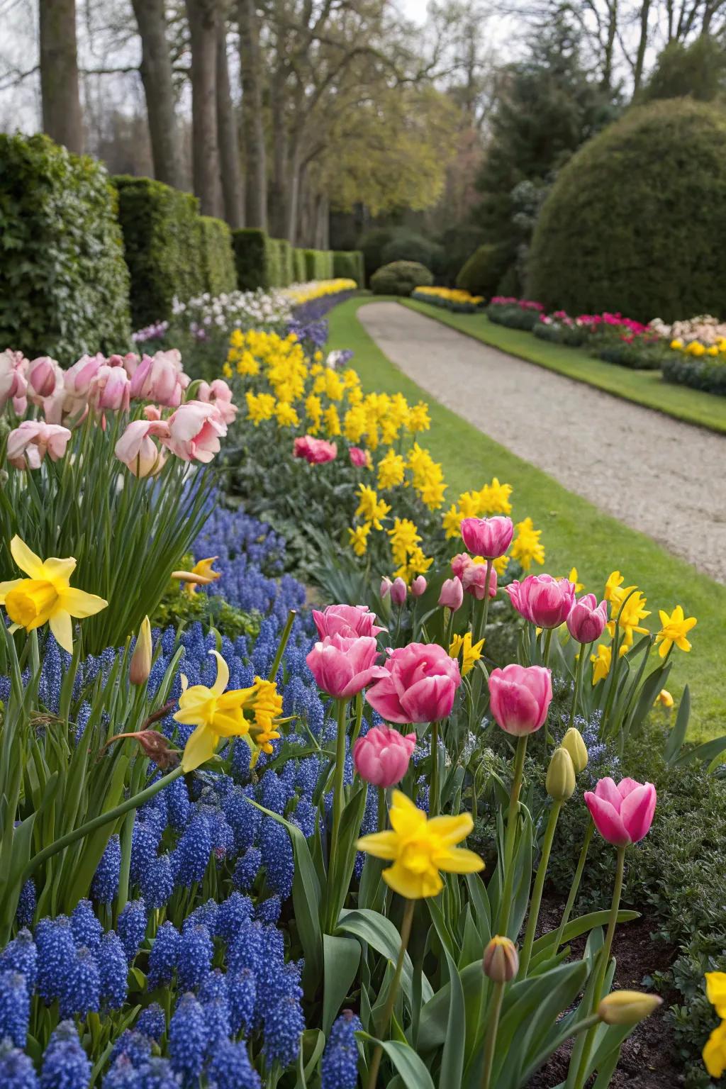 A radiant garden composition showcasing bloomglows, sunshines, and bellflowers for a vivid springtime panorama.