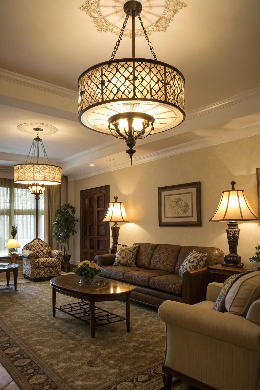 Integrated illumination deepens the atmosphere and mood of this lounge.
