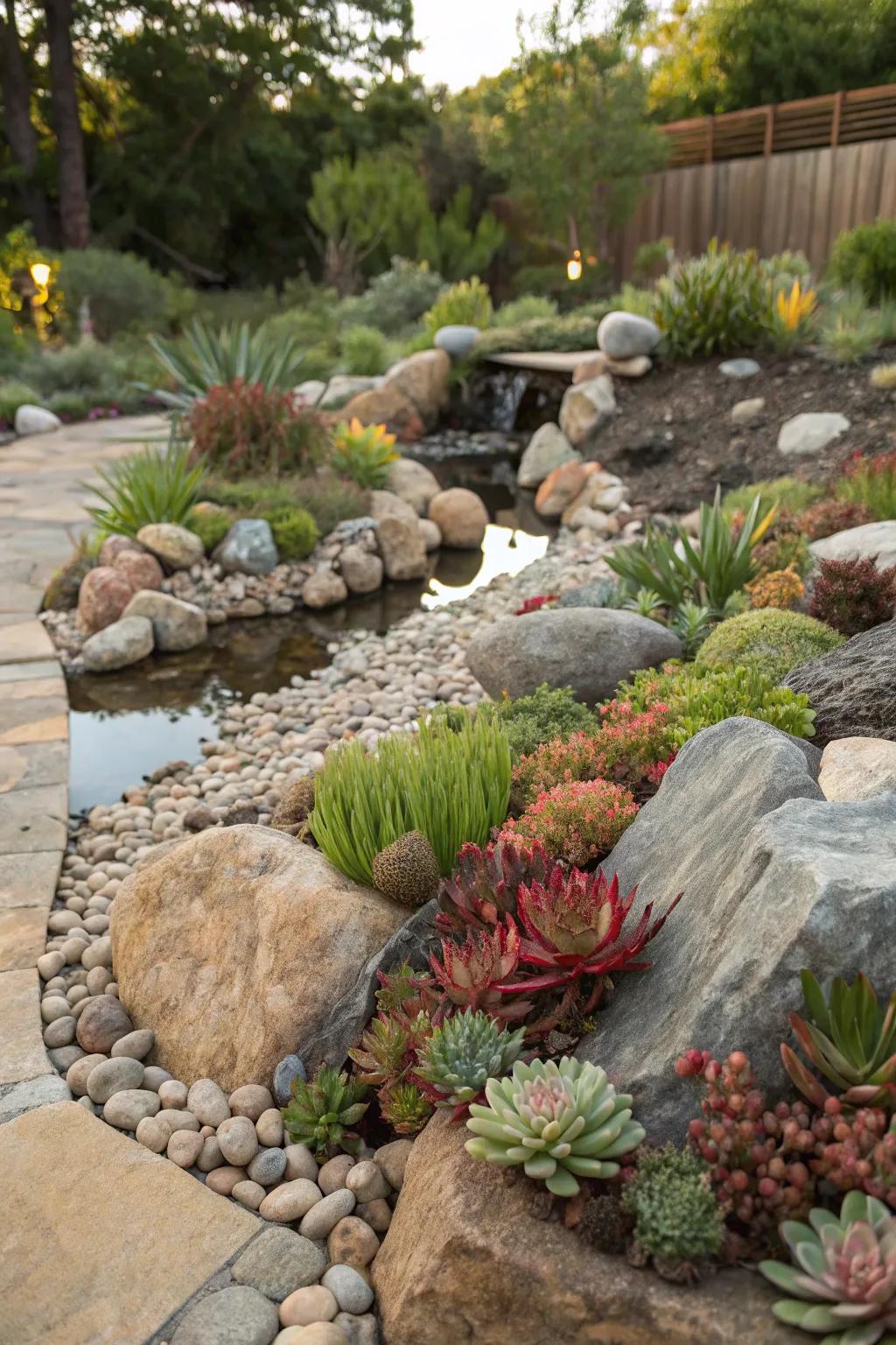 A balanced rock garden featuring diverse textures and colors.