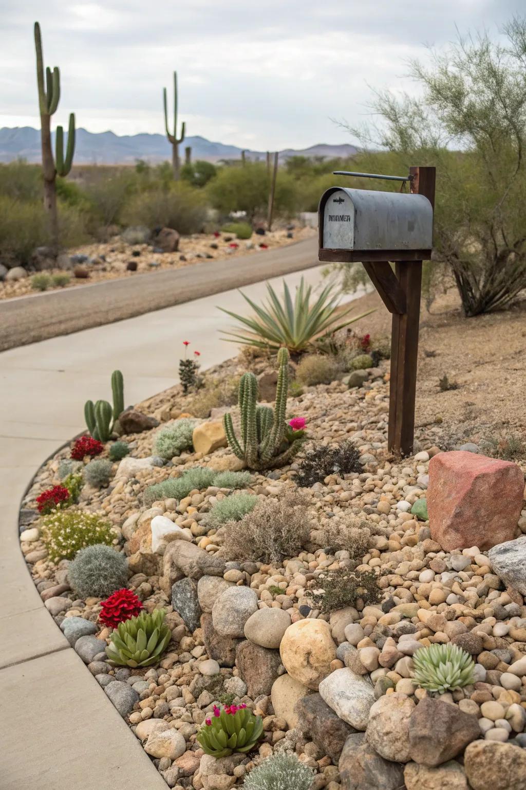 Succulents and rocks bring a modern, low-maintenance charm.