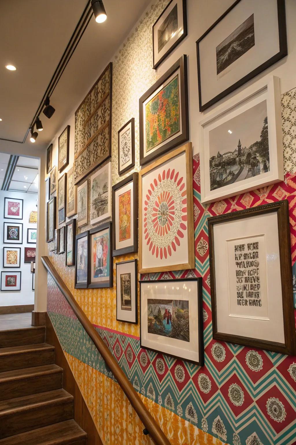 A display wall overflowing with artwork and memories.