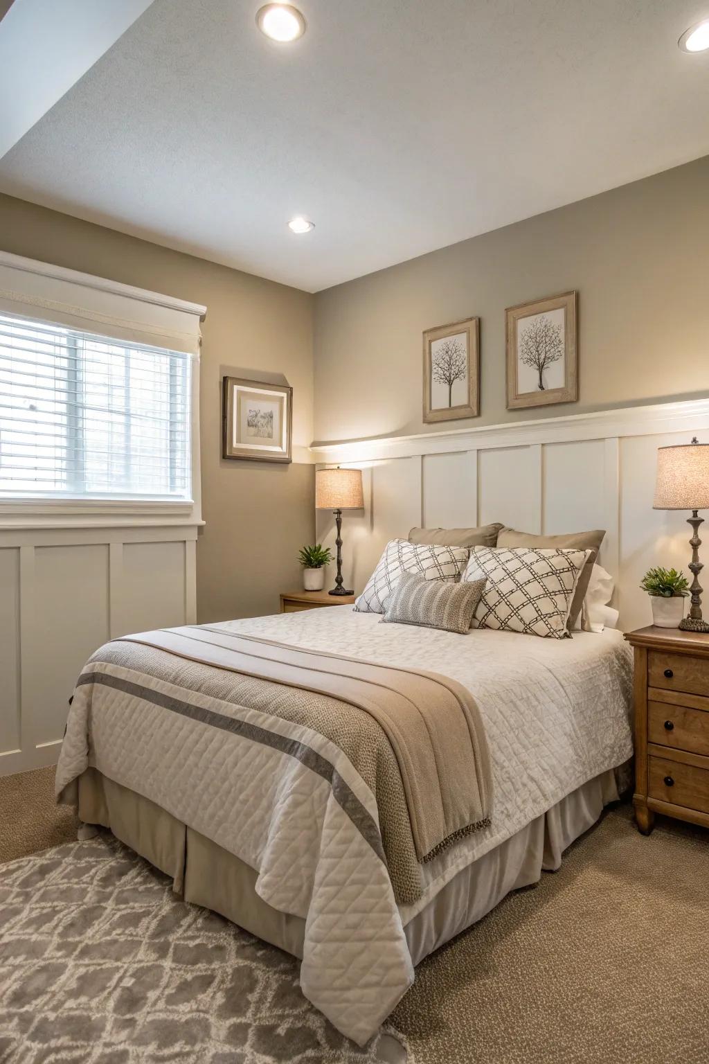 Neutral colors create a peaceful setting.