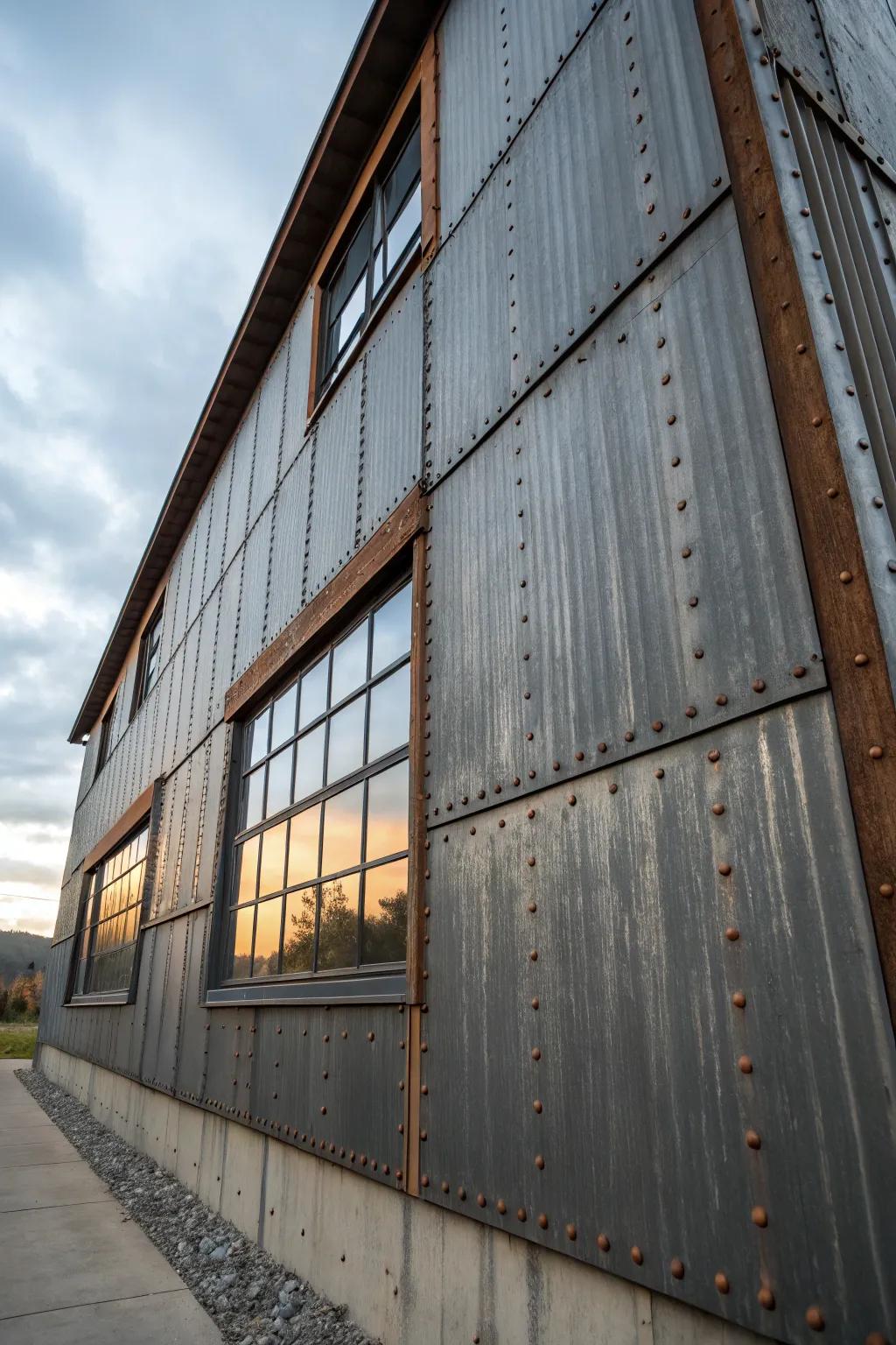 Embrace an urban edge using an industrial-style metal facade.
