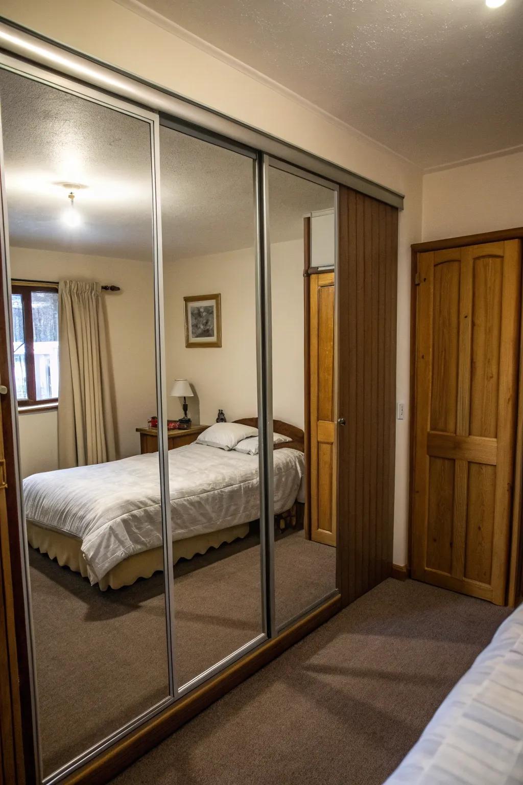 Reflection panels can visually expand small bedrooms.