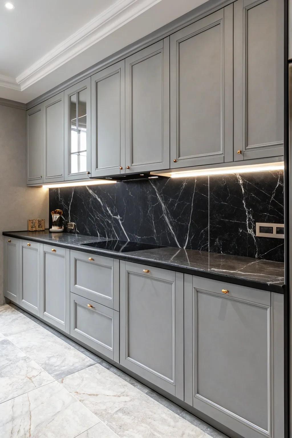 Craft a dramatic effect using striking worktops.
