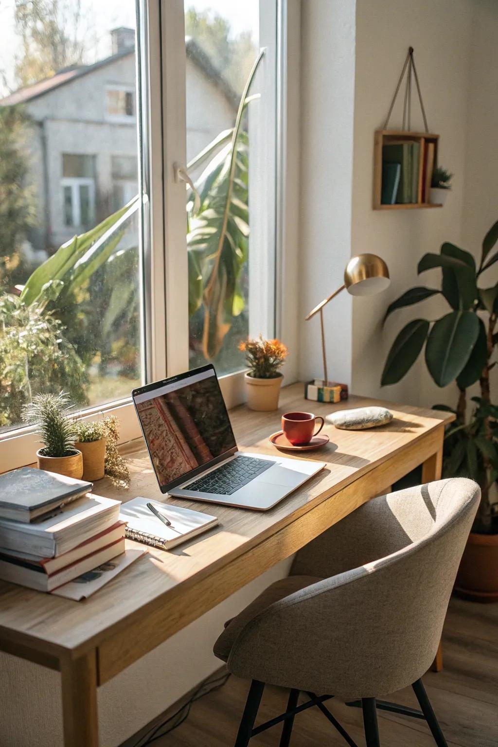 Natural light enriching the mood in a modern home office.