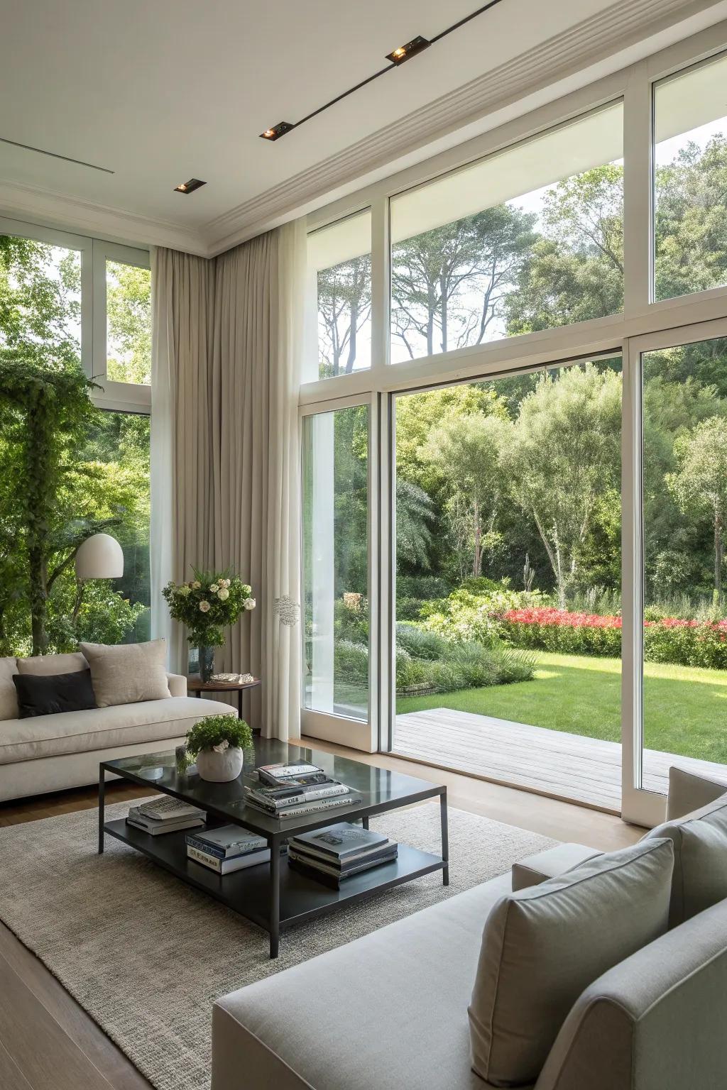 A stunning indoor perspective made possible by expansive windows.