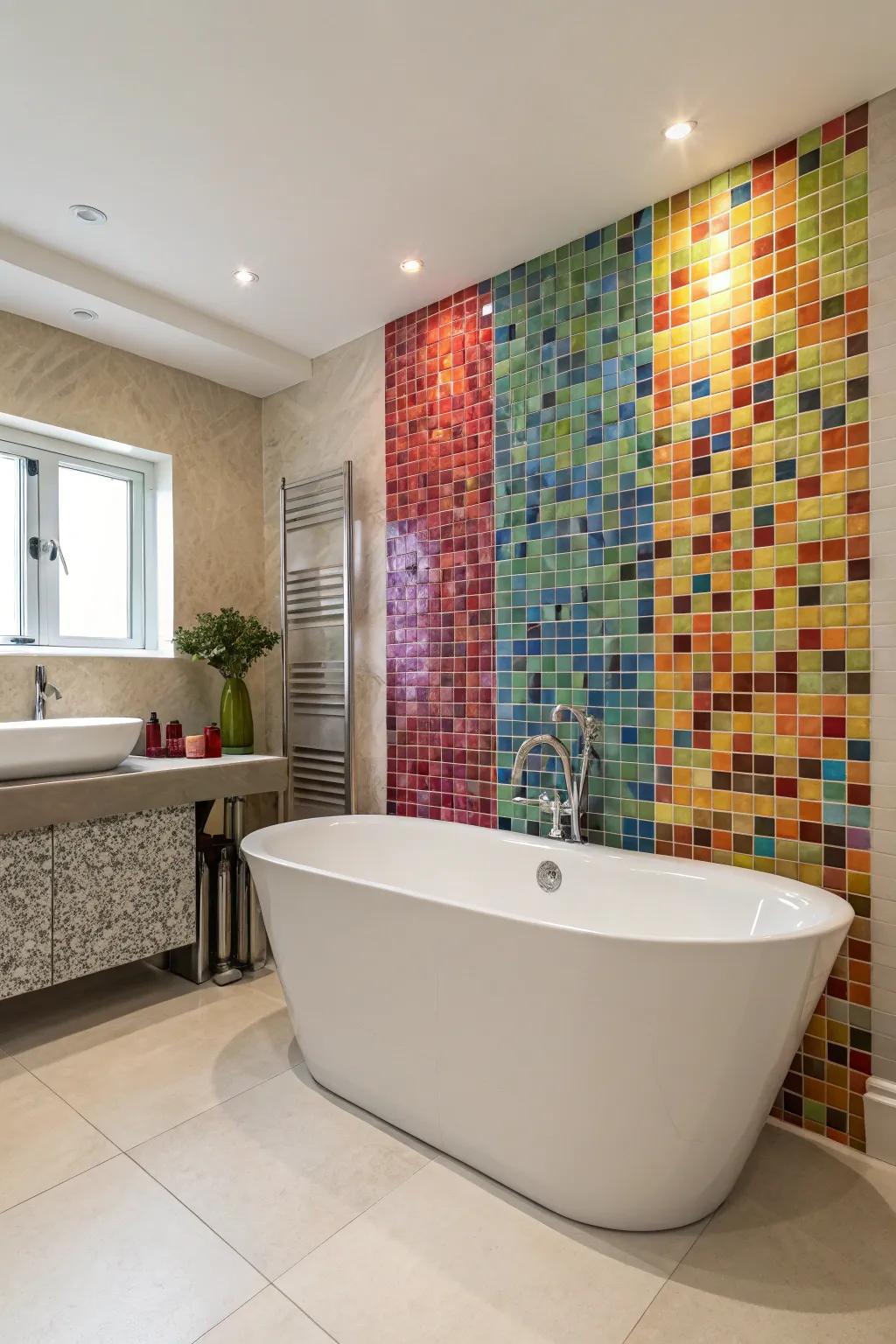 A prominent mosaic accent wall is poised to redefine the character of your lavatory space.
