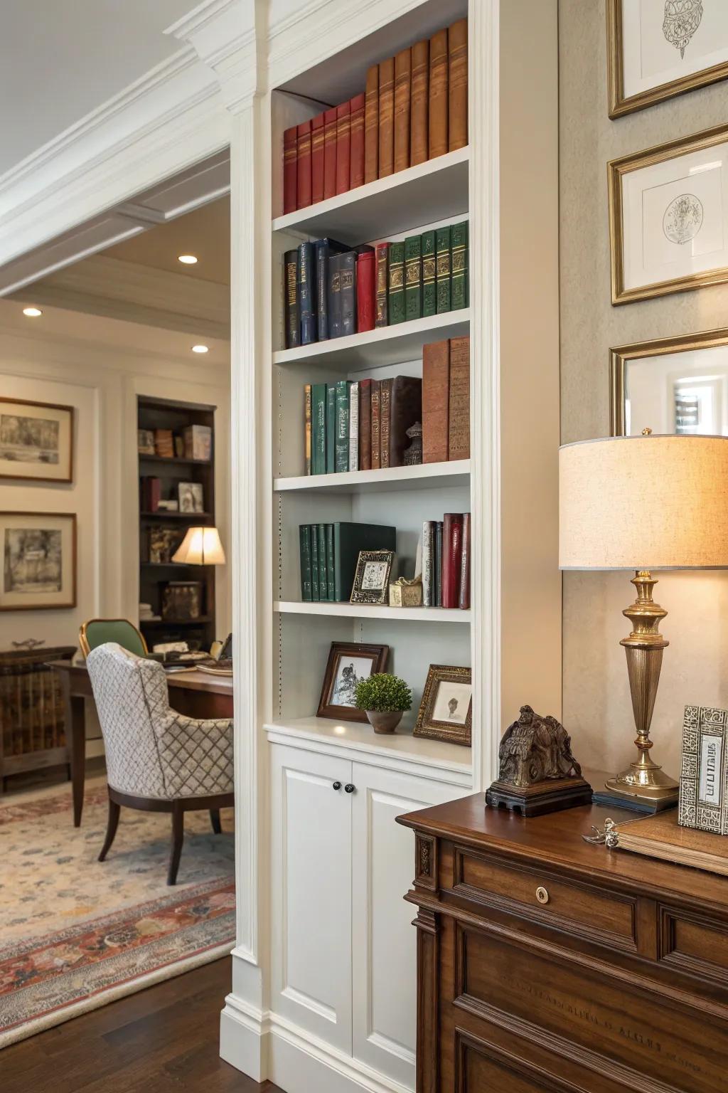 Bookshelves brimming with literary and decorative elements contribute intellectual appeal to your Zoom background.
