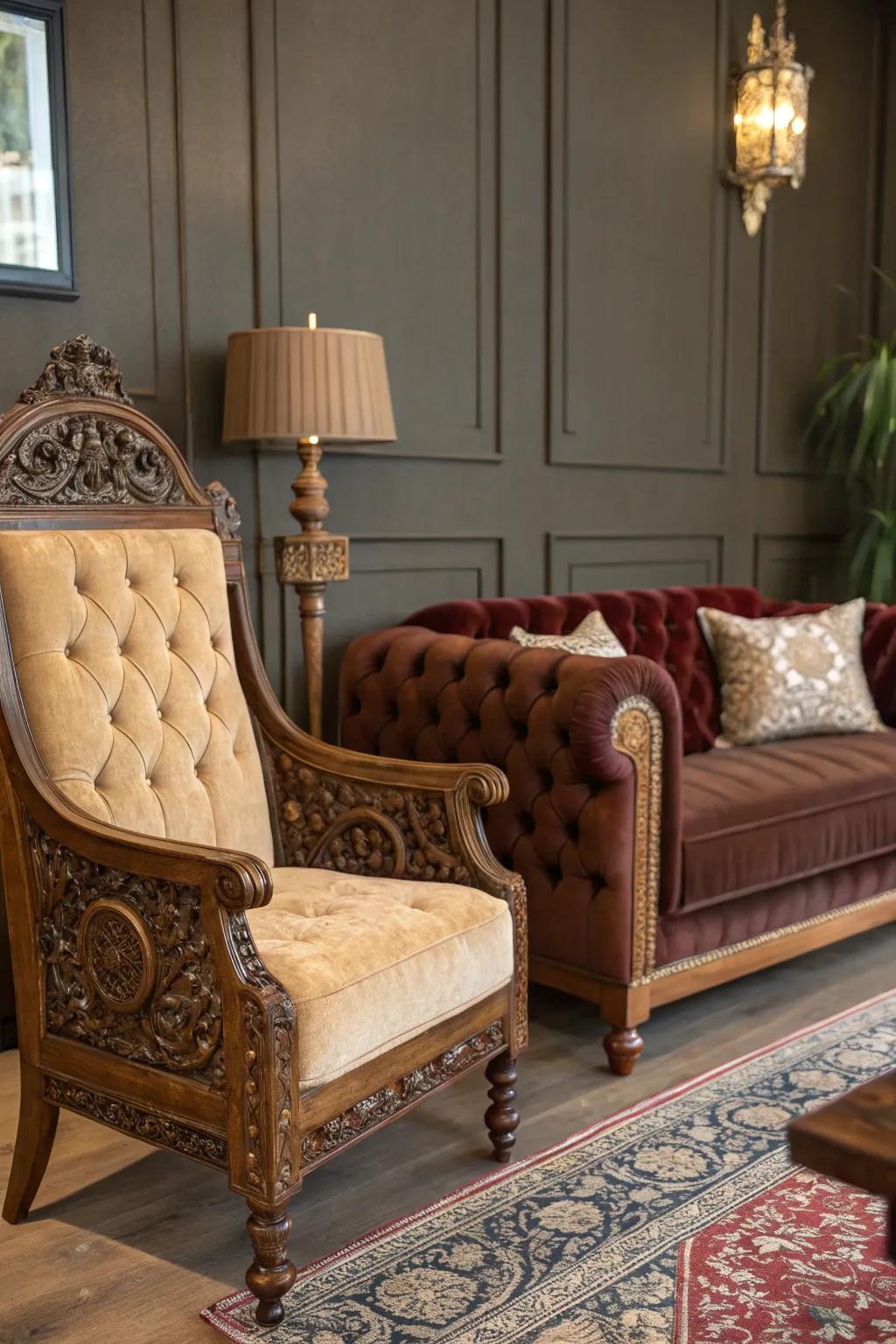 Detailed furniture designs infuse old-world grace into your home.