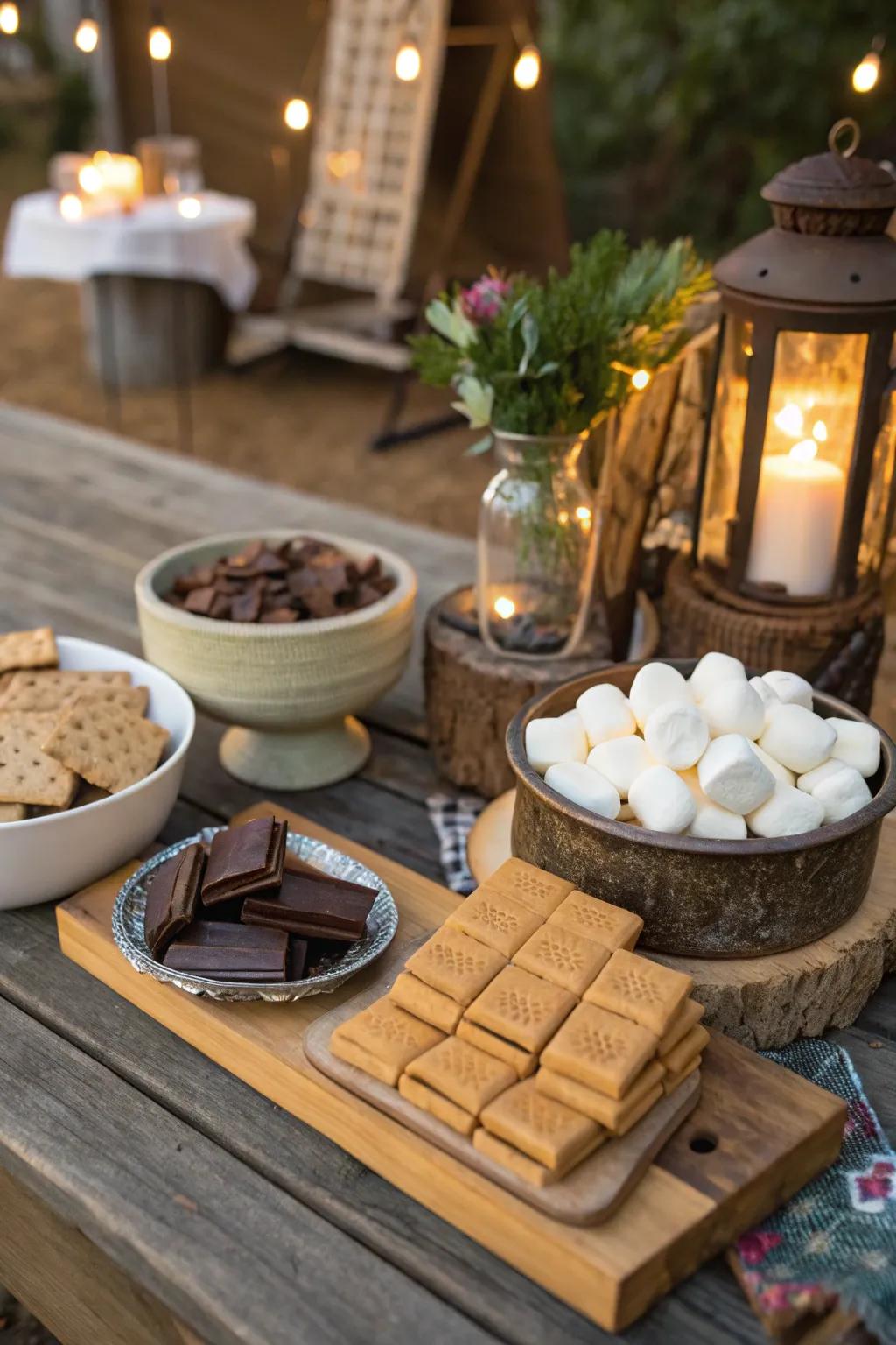 An inviting marshmallow roasting zone prepared for a delightful roasting experience.