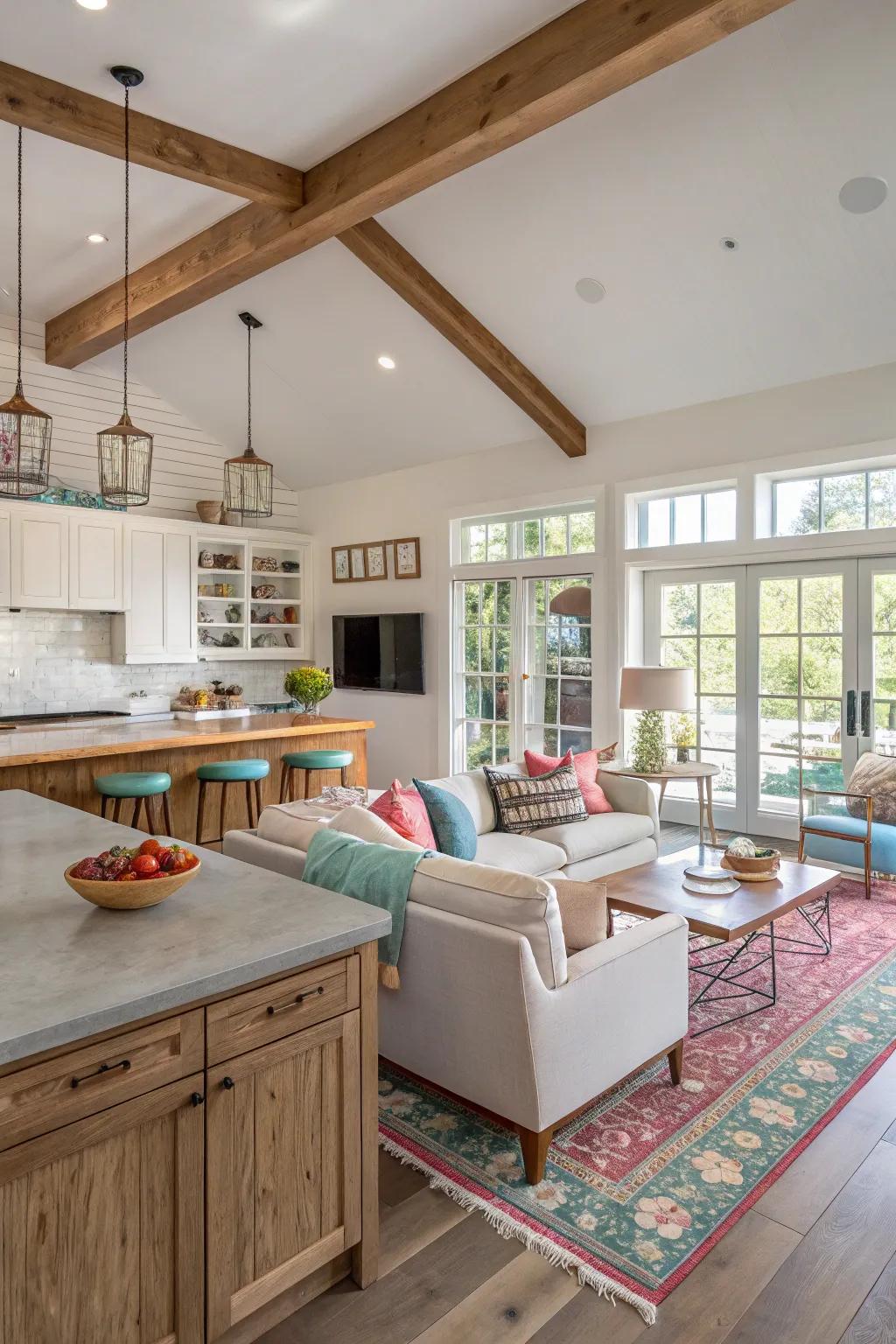 A harmonious color story enriches the atmosphere and unity in an open setting.