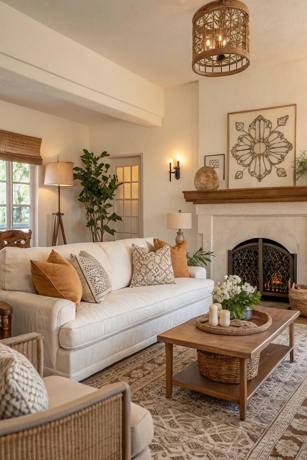A serene space brightened by a neutral color scheme.