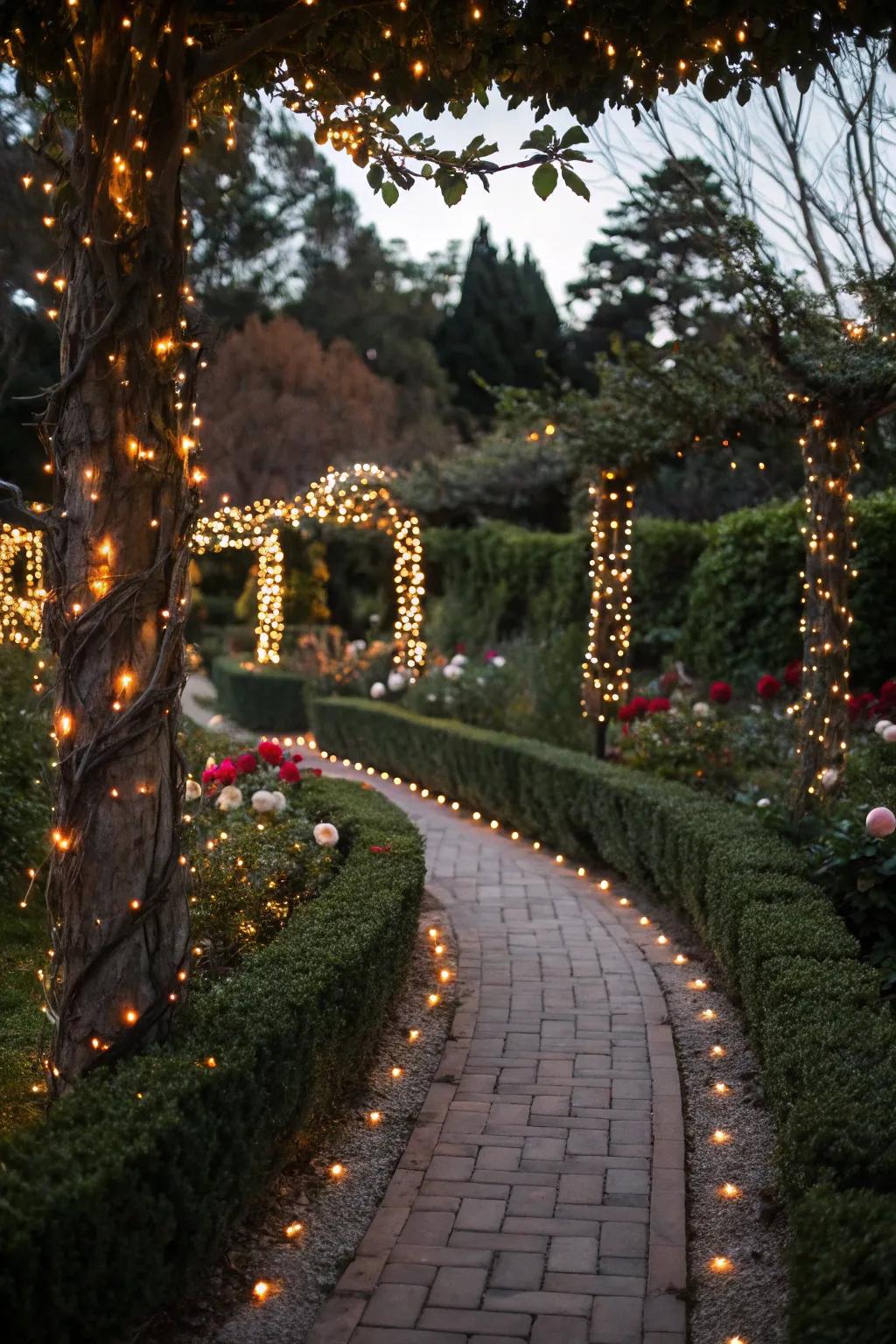 Create a magical entrance with twinkling pathway lights.