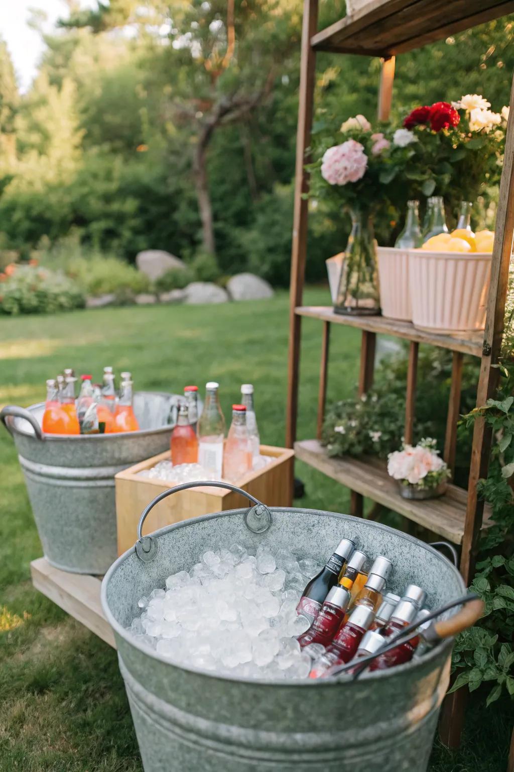 Metallic pails are excellently suited for maintaining the coolness and style of your drinks.