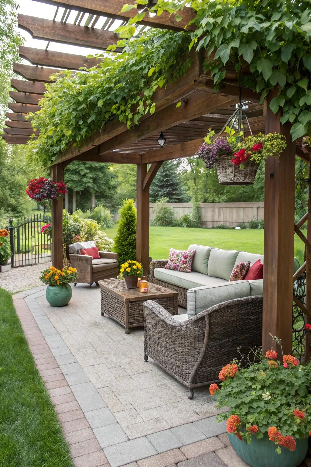 A pergola enriches your outdoor area with shade and sophistication.