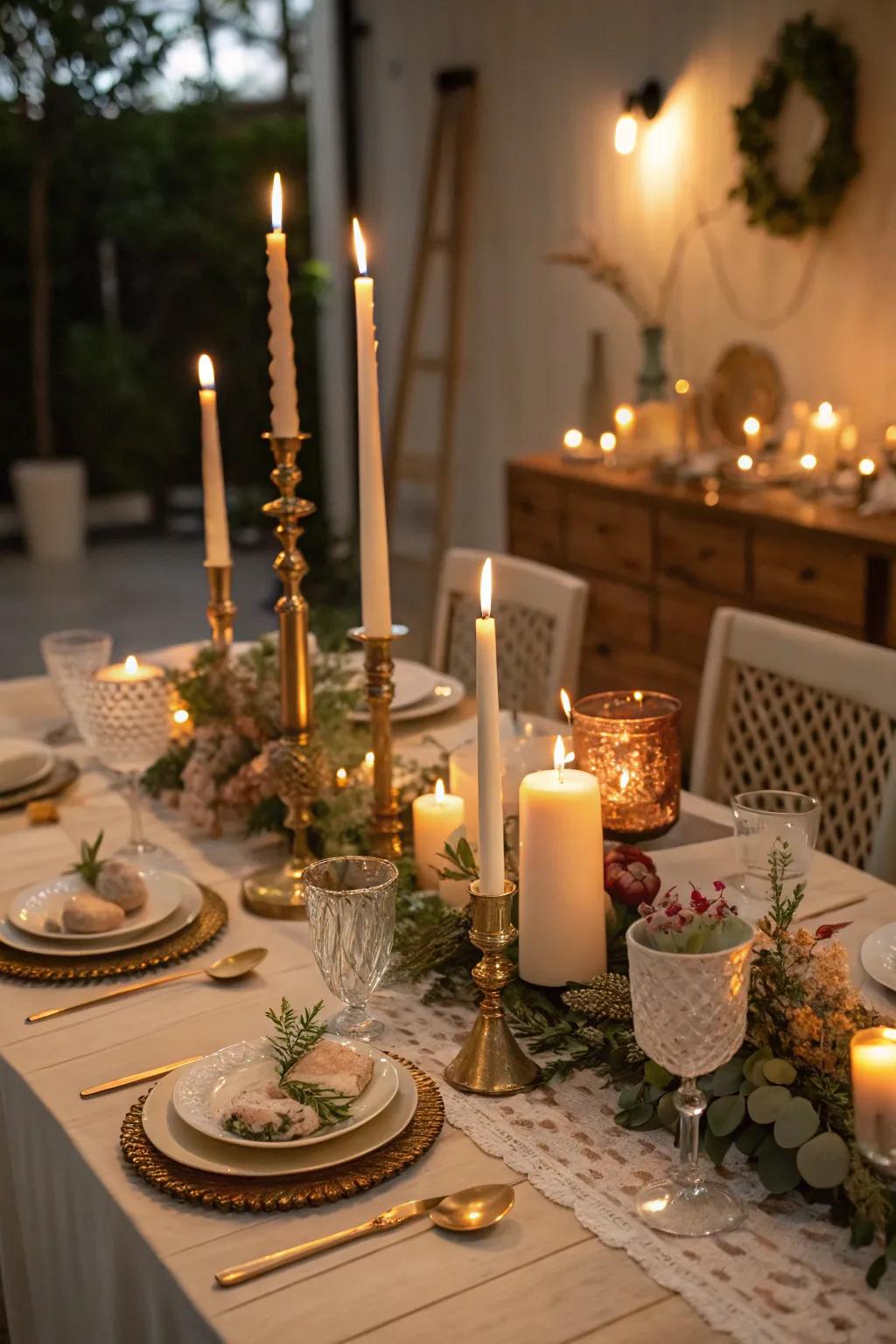 Cultivate a cozy ambiance with an array of candles.
