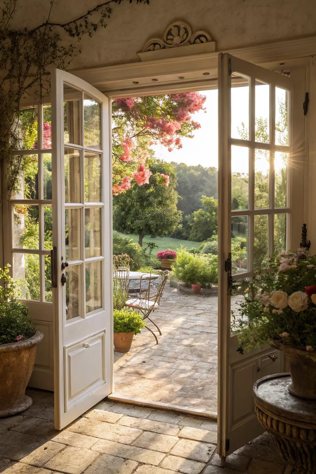 French doors present a traditional and graceful passage to your outdoor environment.