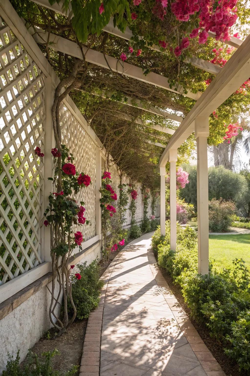 Lattice walls offer a perfect blend of privacy and nature.