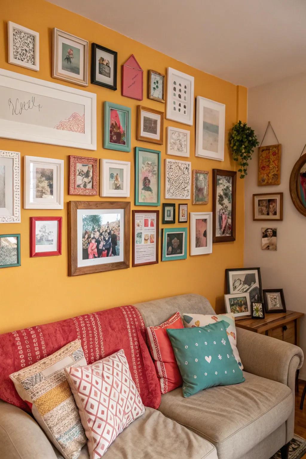 An eclectic assortment of holders injects personality and allure into this snug living environment.