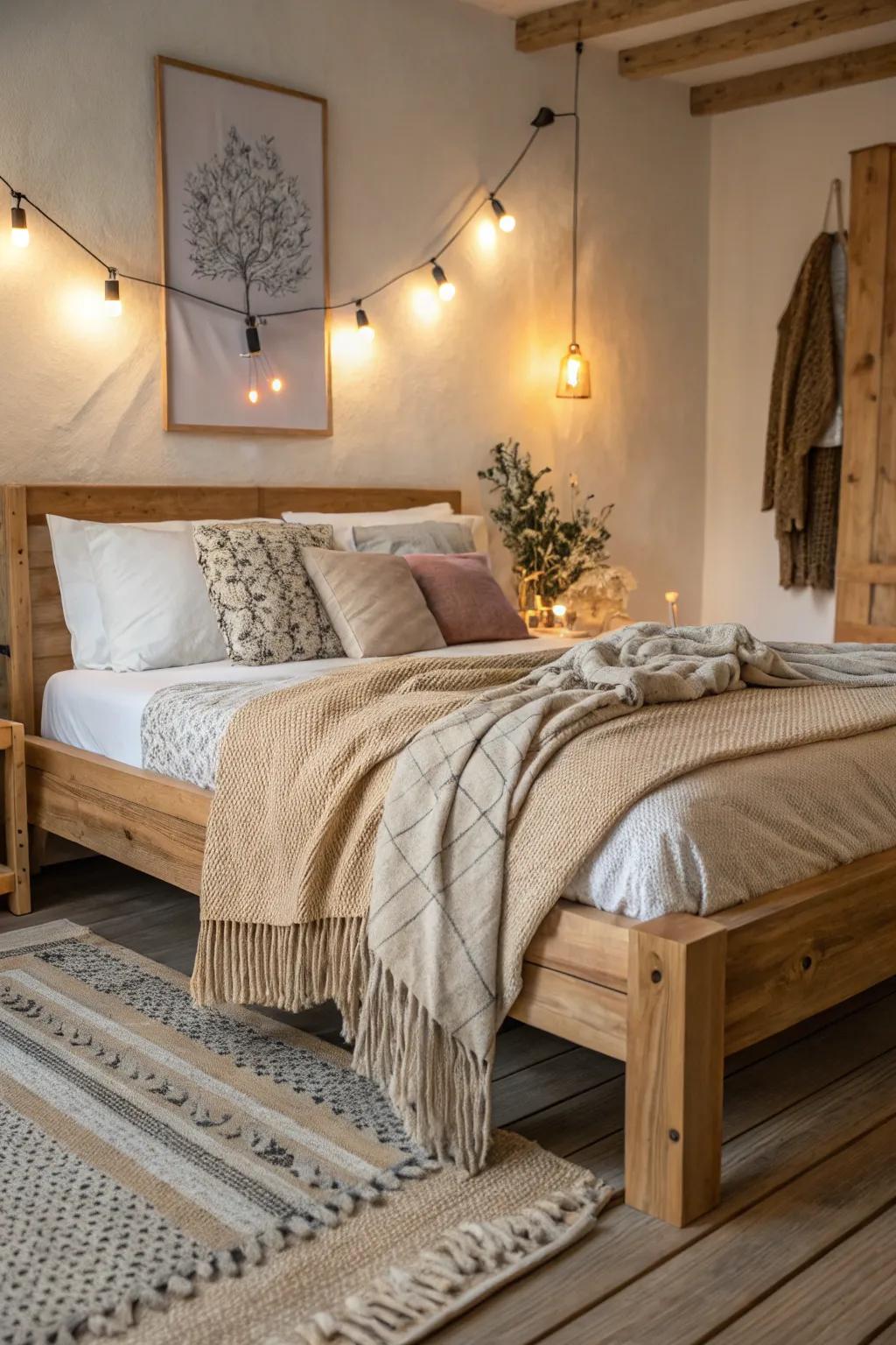 The use of natural wood tones creates a welcoming warmth in modern bedrooms.