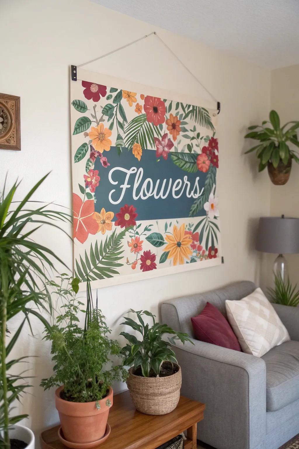 A botanical name display contributing natural refinement to a living space.
