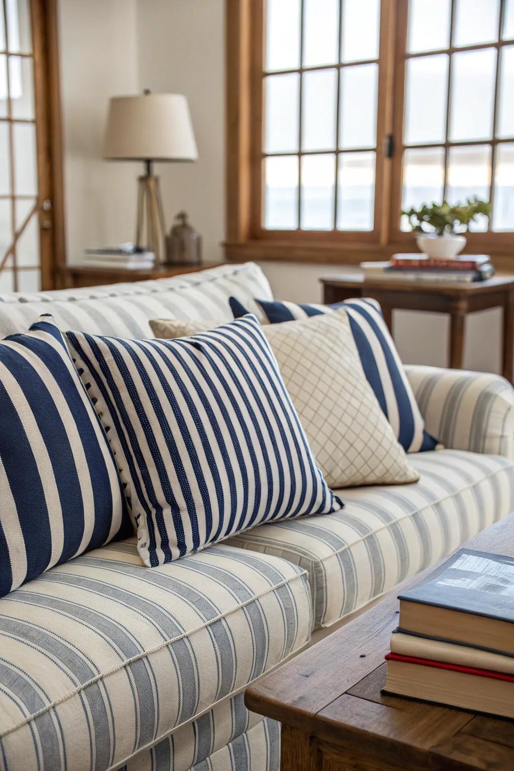 Lines impart a timeless quality to every preppy room.