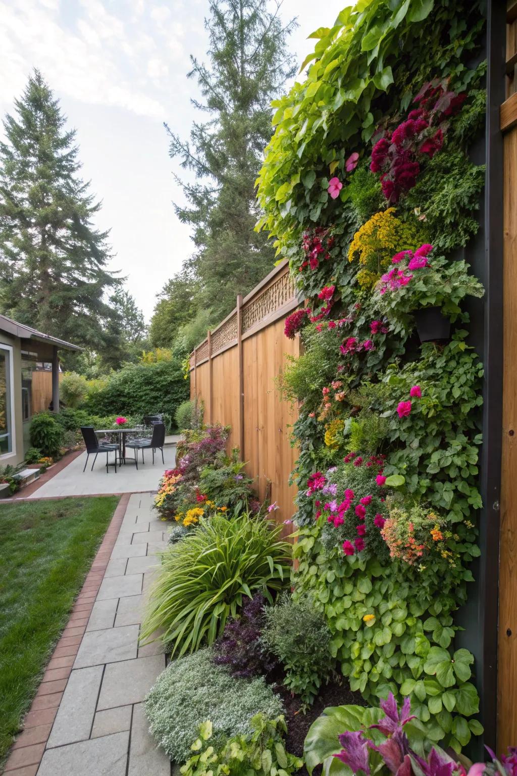 Upright gardens are an inspiring method to increase privacy while enhancing the natural aesthetic.
