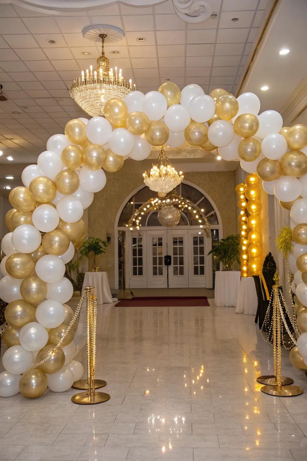 Elevate your prom decor with elegant balloon arrangements.