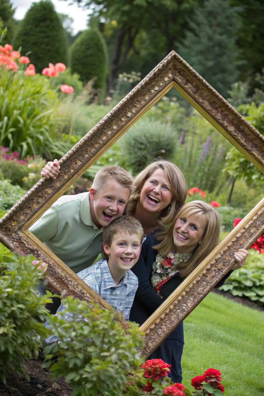 With a big picture frame, give your family photo a quirky and unforgettable touch.