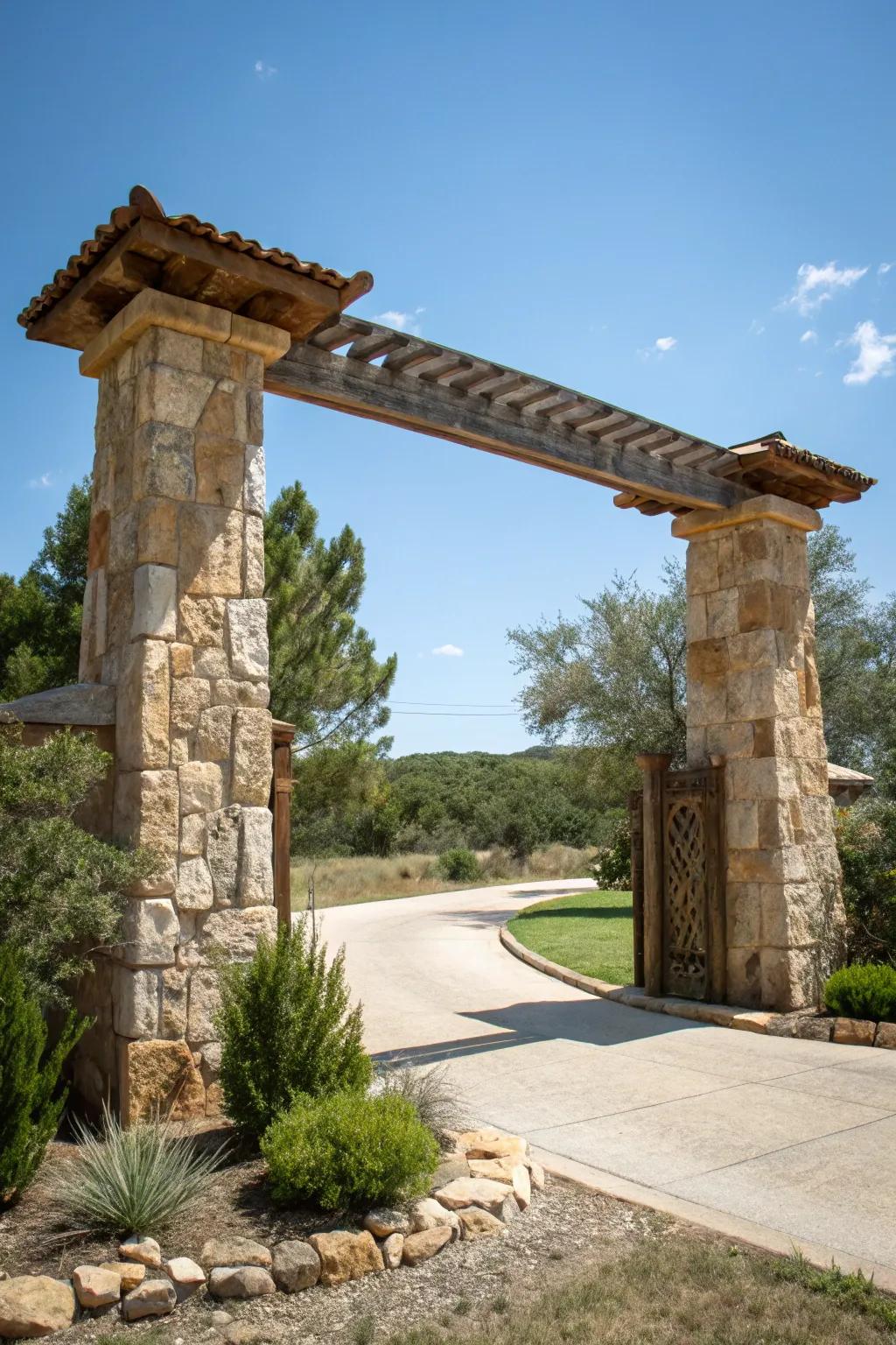 Resilient rock columns for a grand entrance.