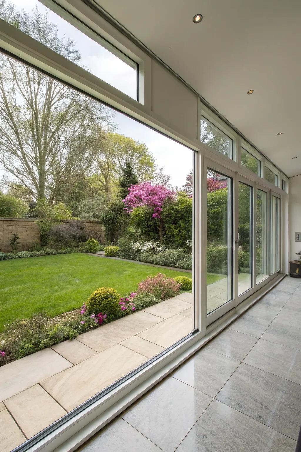 A rear extension with expansive windows floods the space with natural light and showcases garden views.