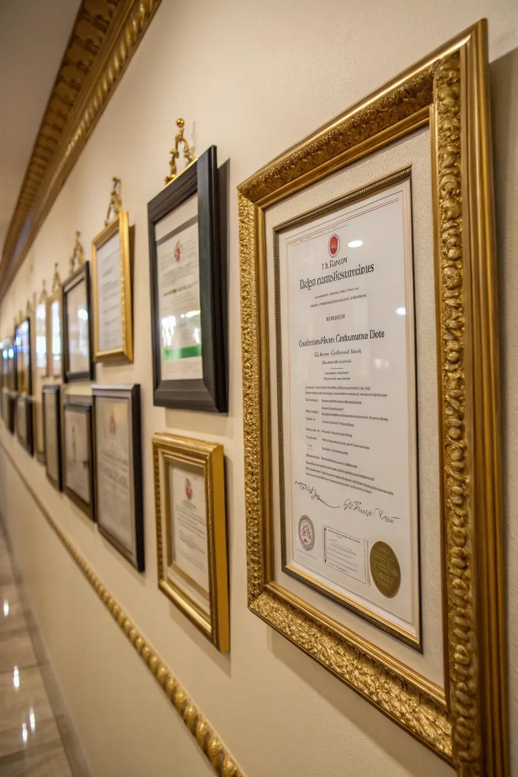 Framed achievements to highlight in style.