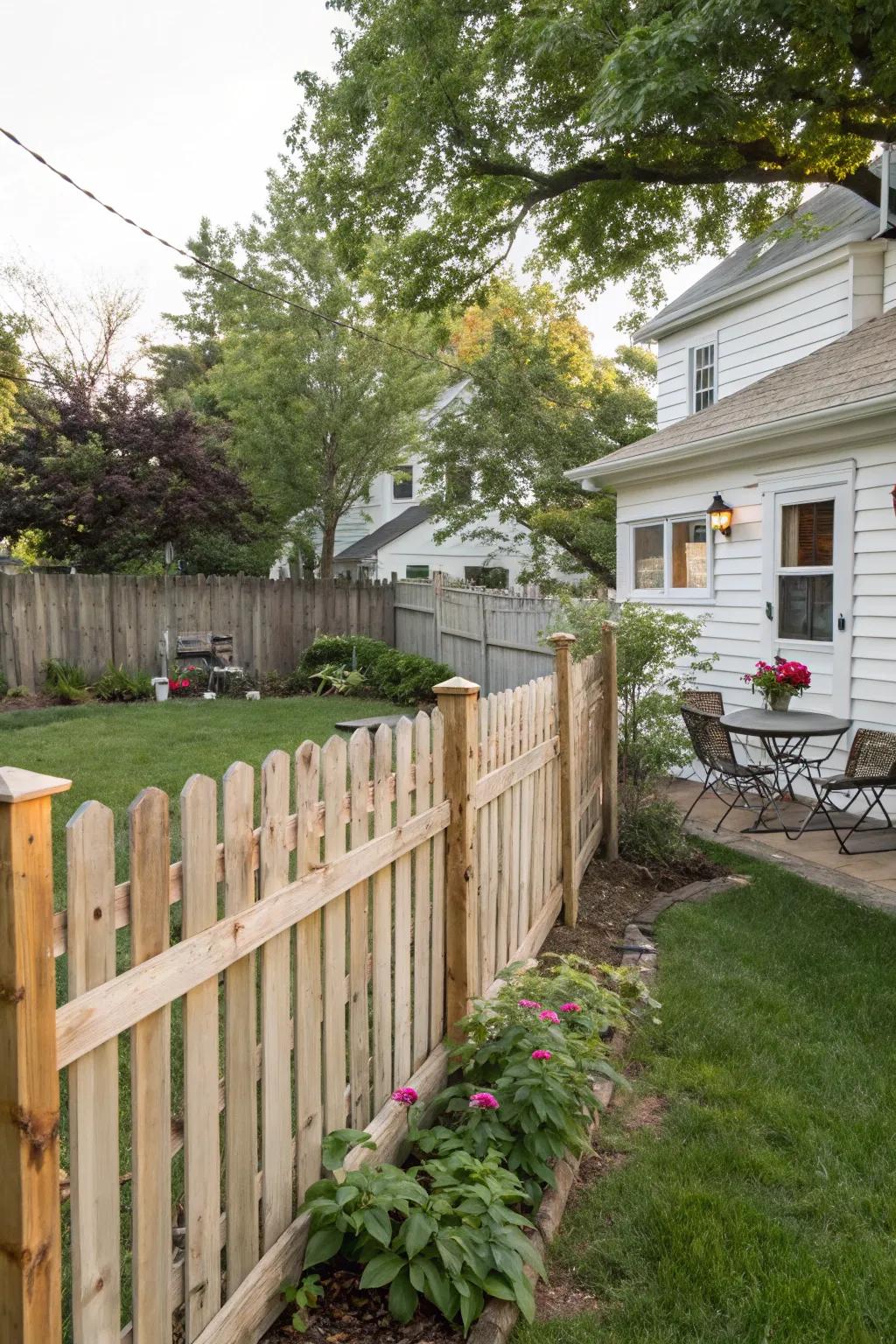 Even timber strips establish a cozy, welcoming border for your property.