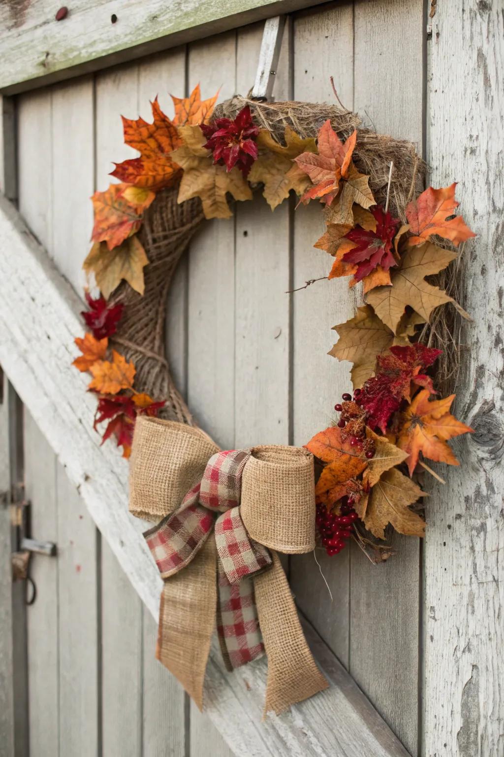 Embrace the beauty of fall with this rustic wreath.
