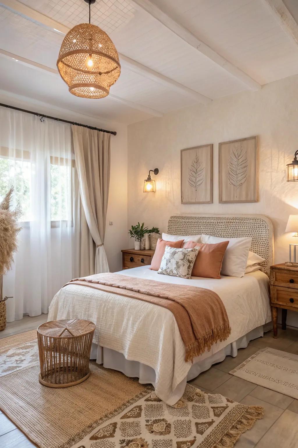 Comfort and tranquility are embraced by warm colors in the space.