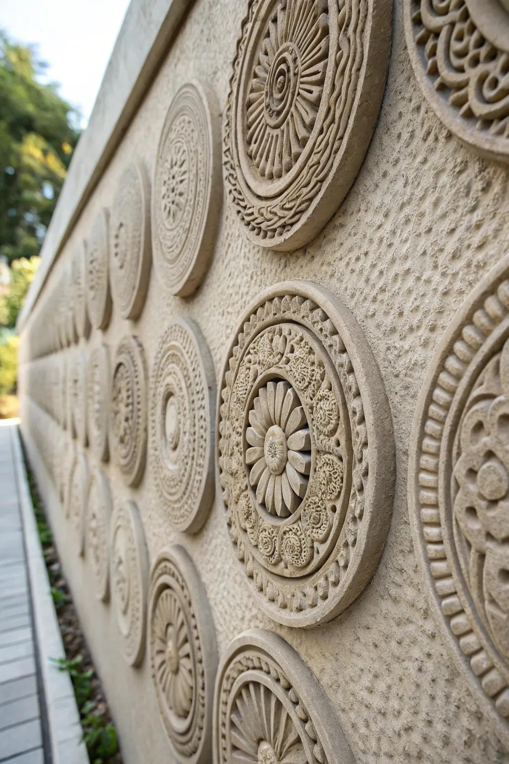 Textured round decorative components, which add depth and intrigue to any wall.