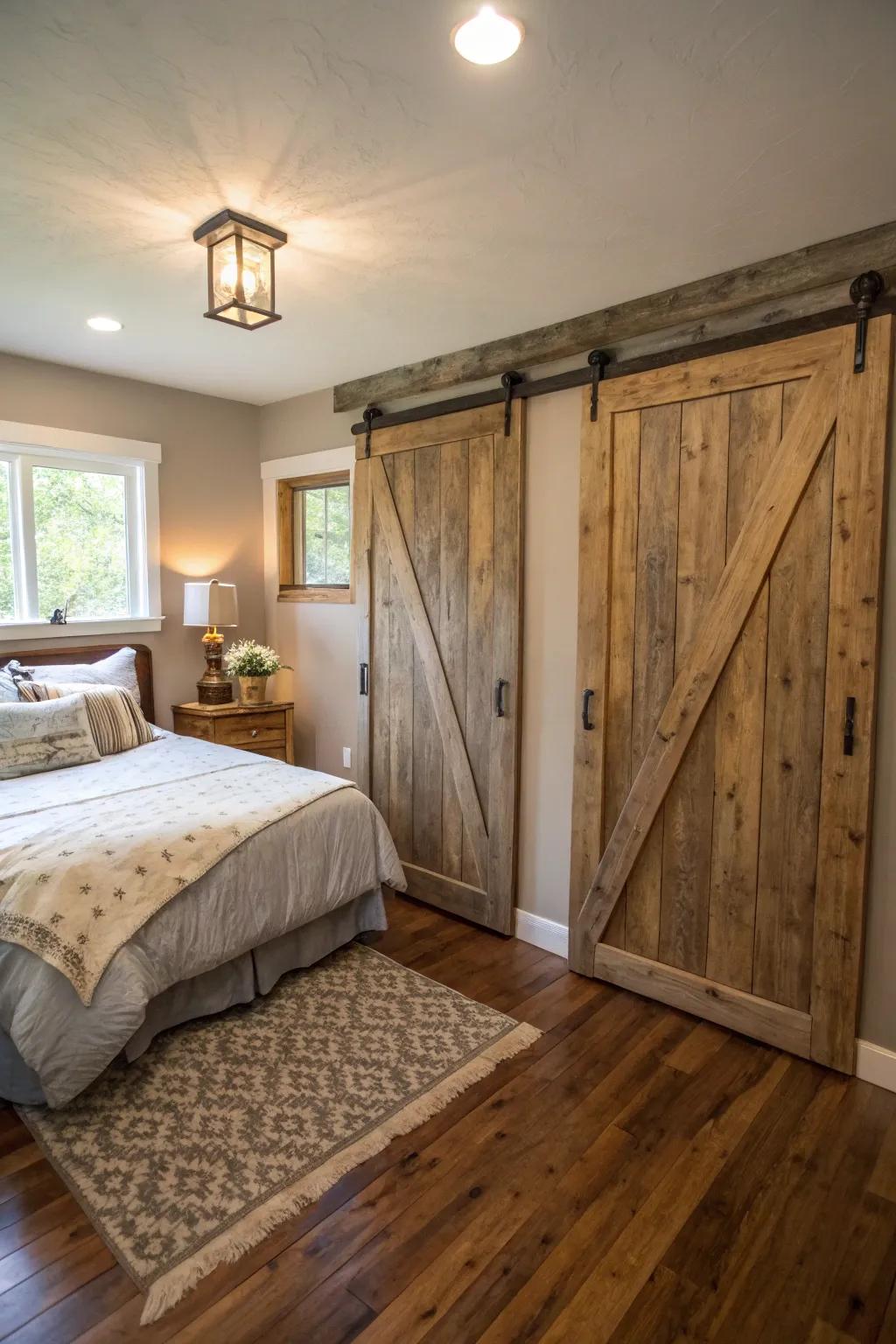 Granary-style doors bring a distinct countryside charm to any bedroom.