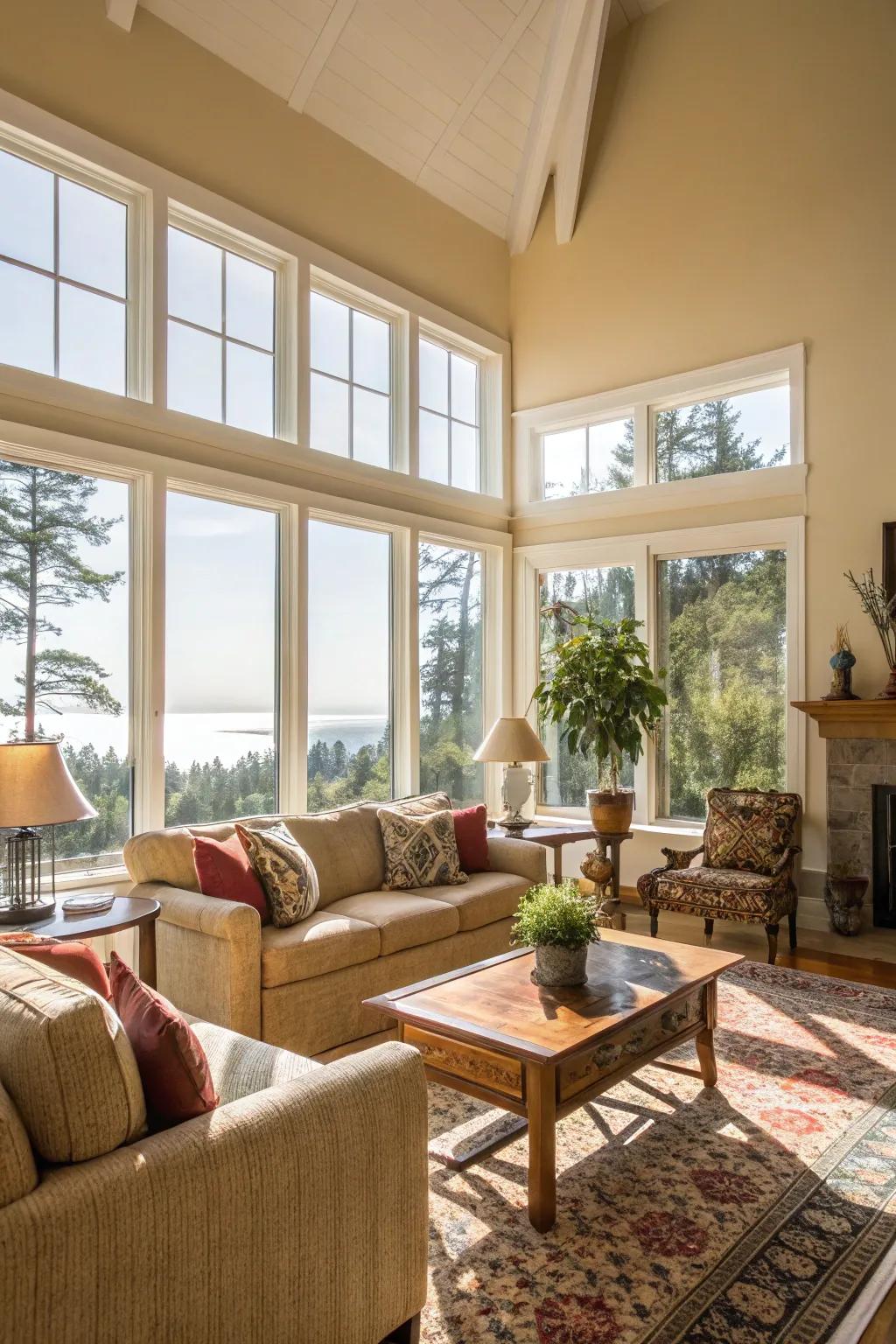 Expansive windows metamorphose your auxiliary living area into a sun-drenched sanctuary.