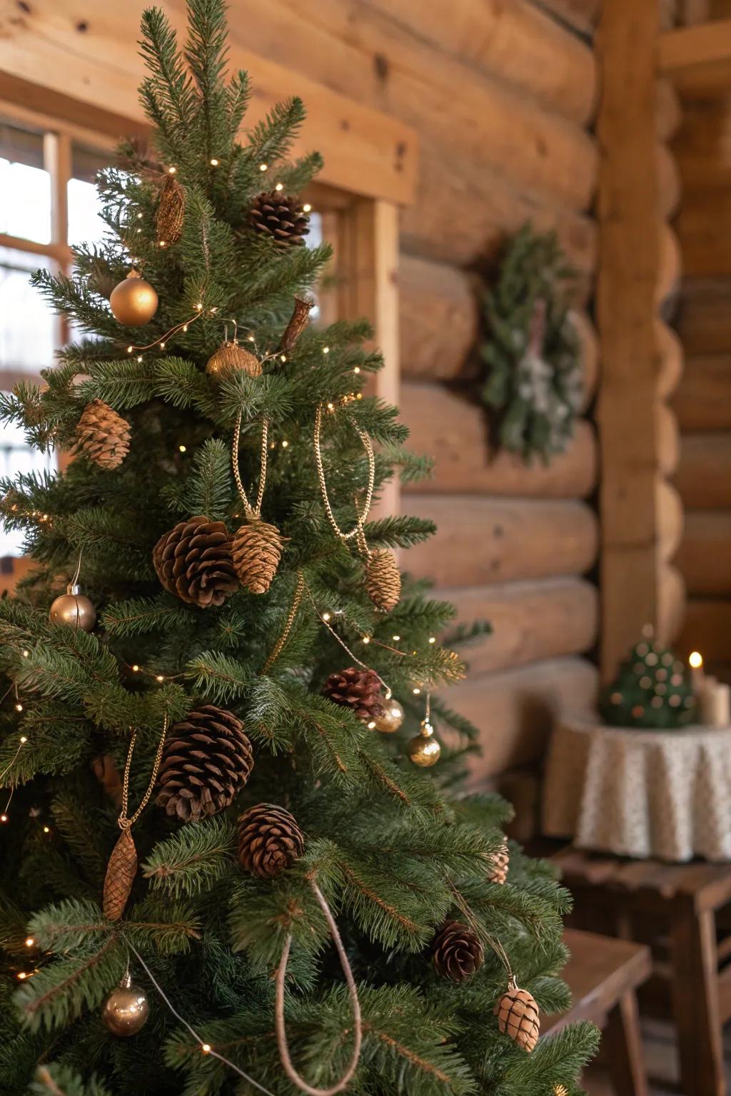 Nature's beauty: rustic charm with pine cones.