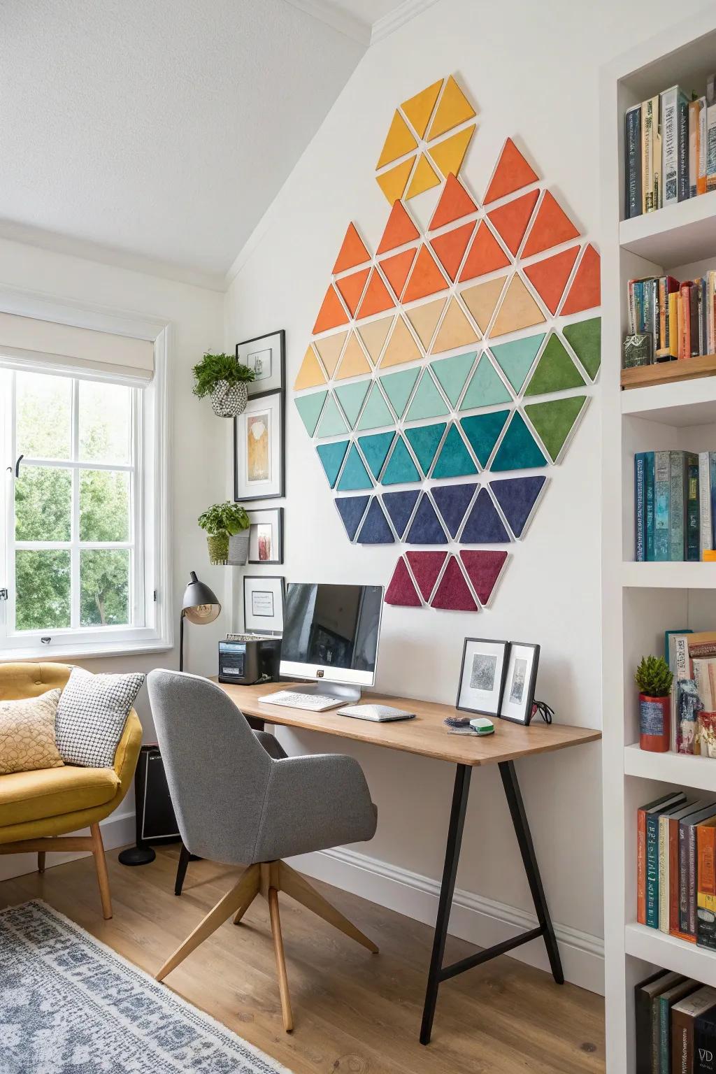 Symmetrical shapes assemble to form a visually impressive fractal pattern in this home office.