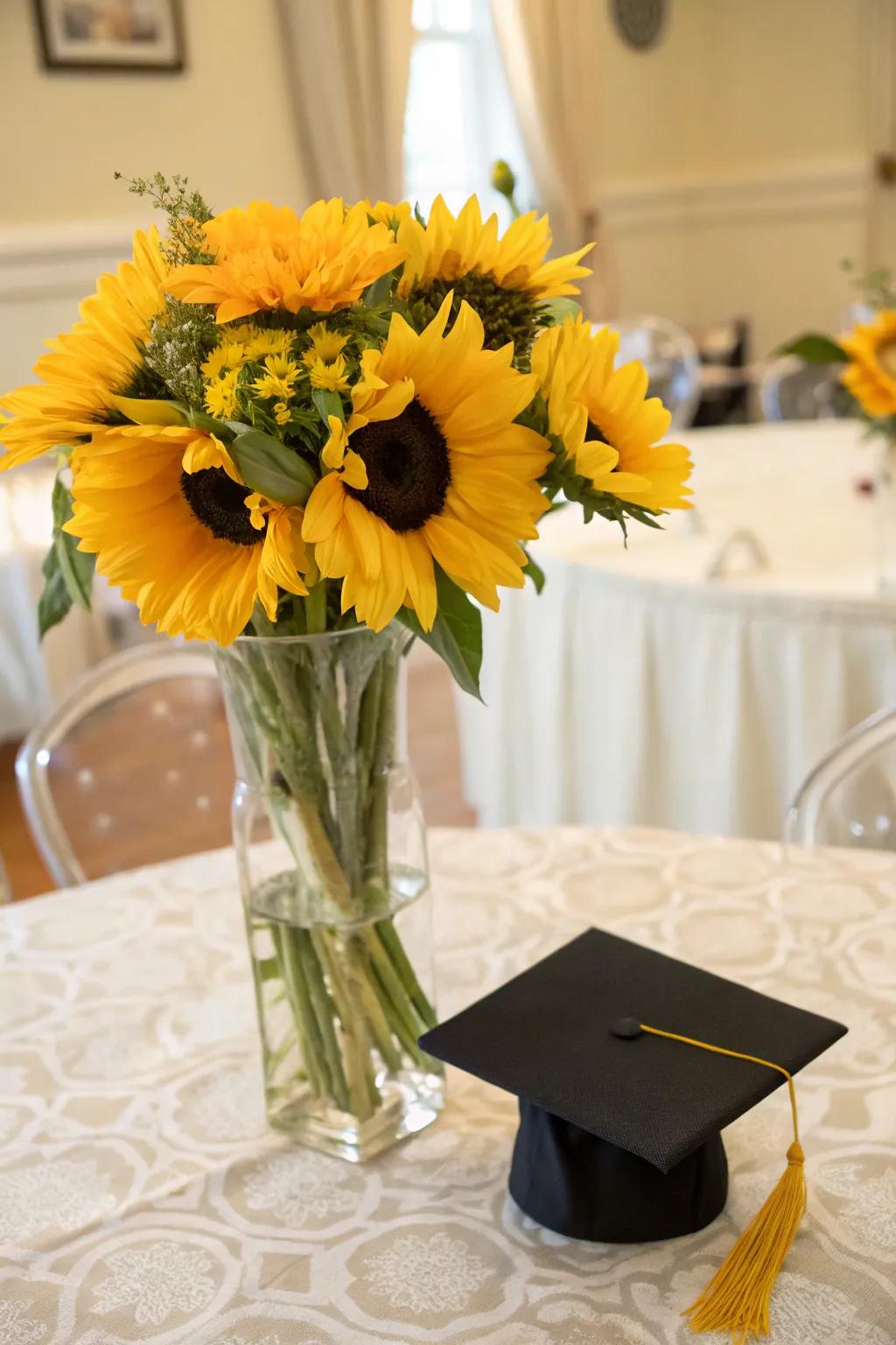 Beautiful floral arrangement with a graduation twist.