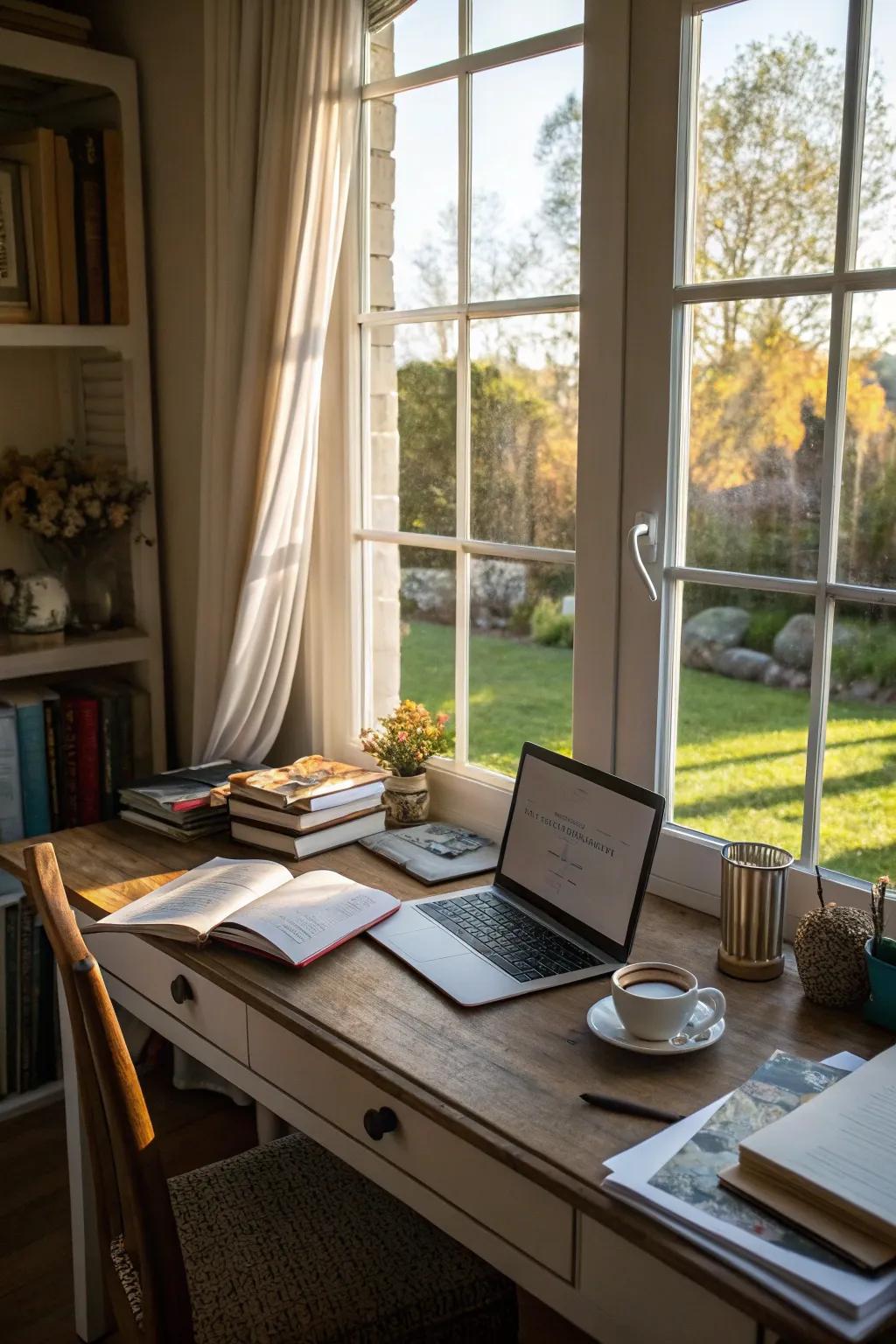 Natural light boosts your mood and sharpens focus while working.