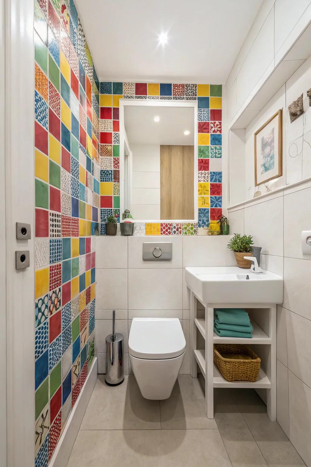Tiny tiles bring a touch of class and depth to small bathrooms.