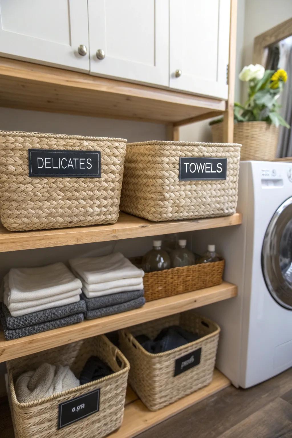 Baskets keep your laundry essentials tidy and stylishly stored.