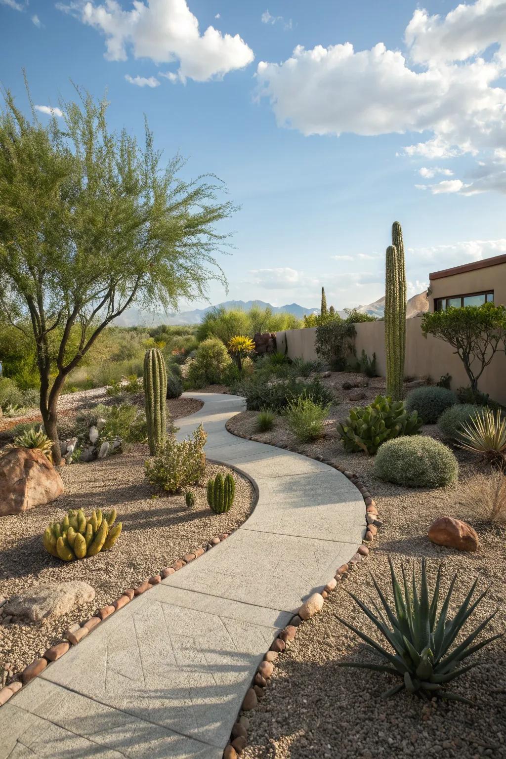 A charming gravel pathway enhancing the southwest landscape.