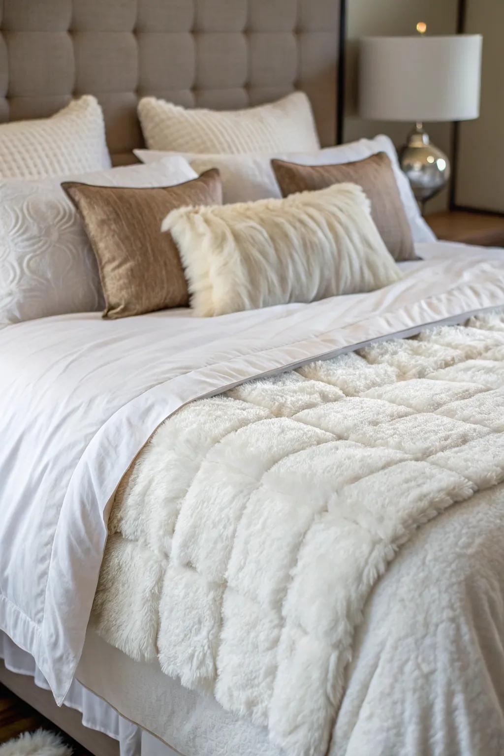 Plush bedding welcomes you to unwind and relax in comfort.