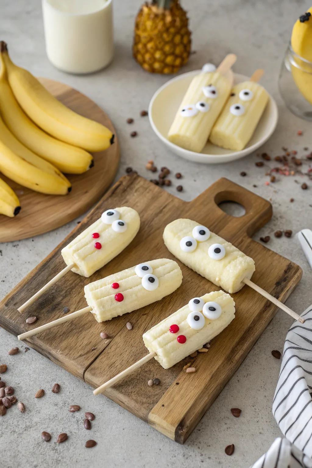 Phantasmic banana specters primed for a chilling snack time.