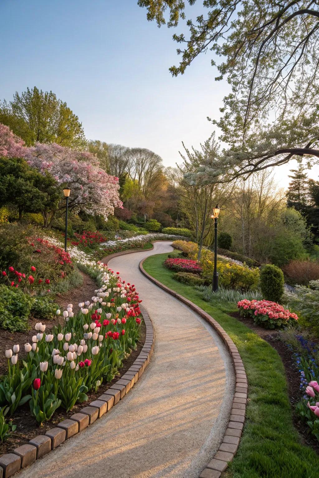 Meandering paths framed by flourishing flora enhance the allure of any garden.