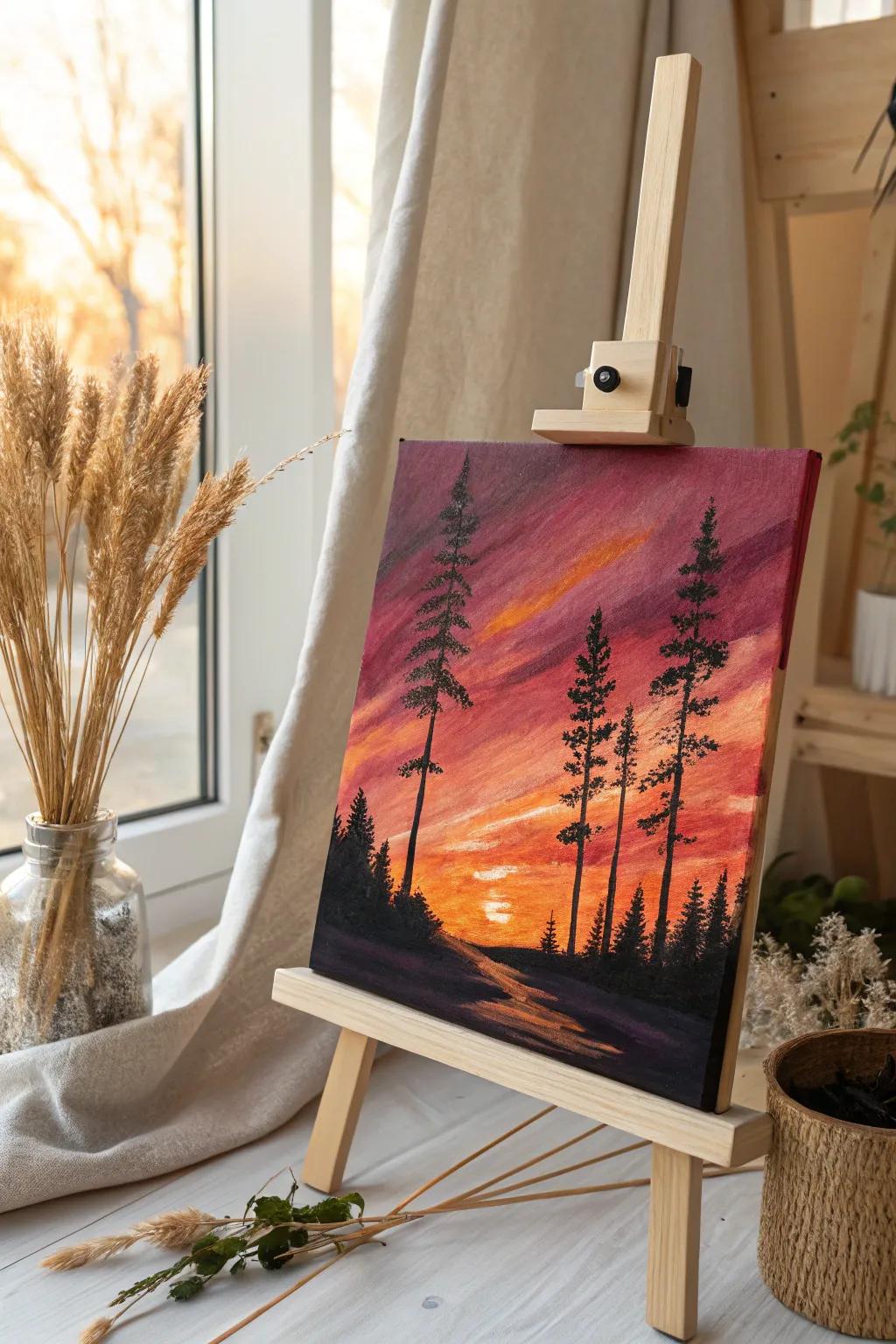 Immortalize the serene charm of twilight using simple silhouettes—a fantastic addition to your upcoming creative venture!